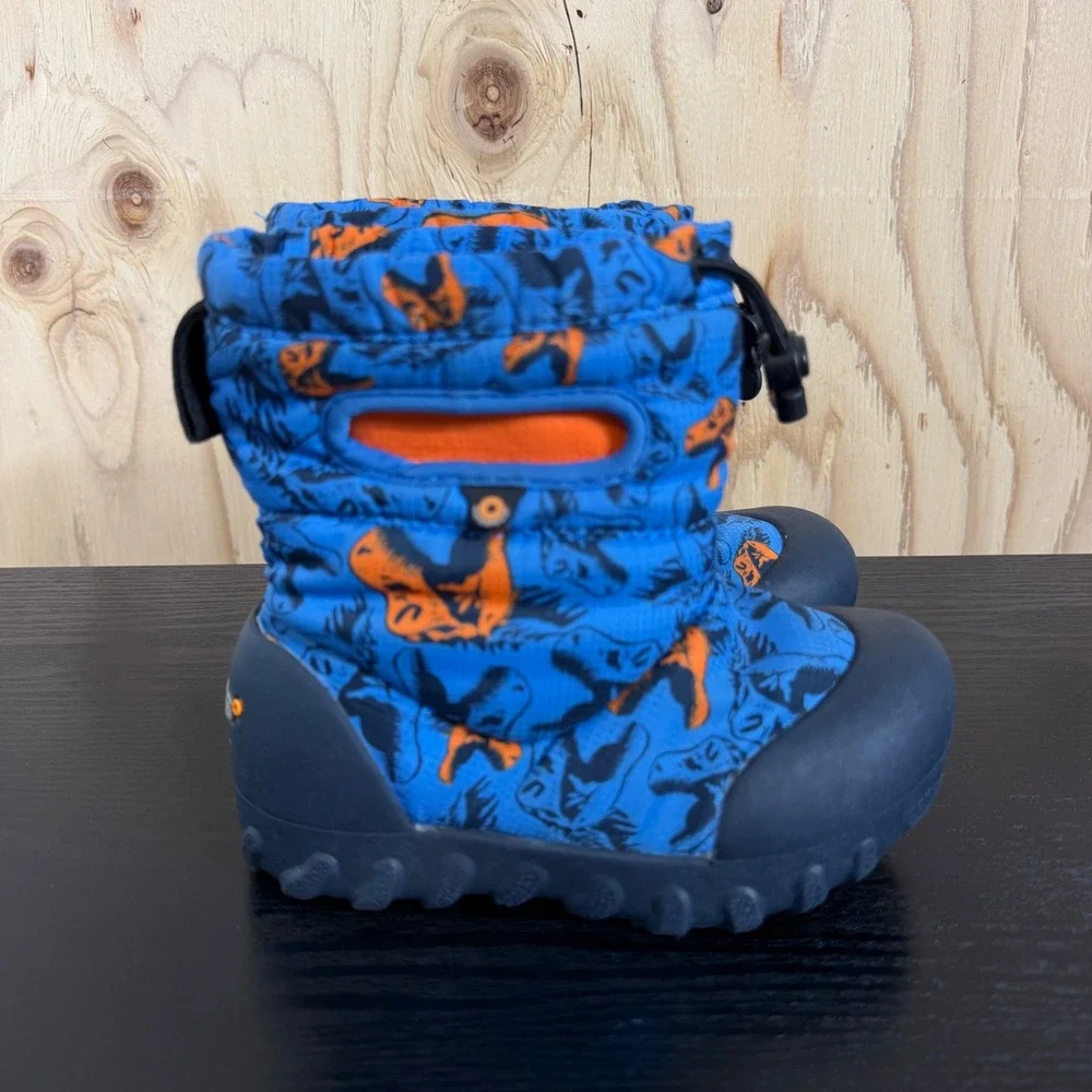 Bogs B-MOC Snow Dino Boots Toddler Size 9 Blue Waterproof Insulated Faux Fur